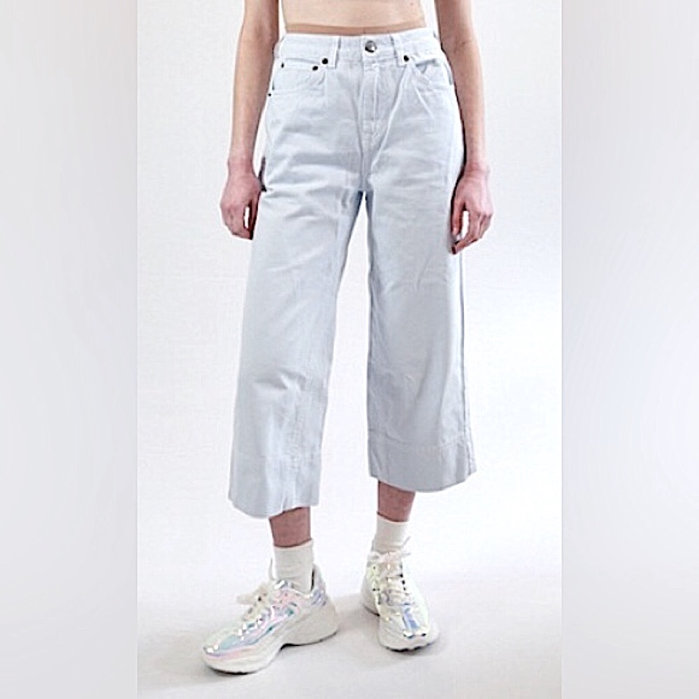 Topshop Moto Wide-Leg Crop Jeans In Baby Blue 💙